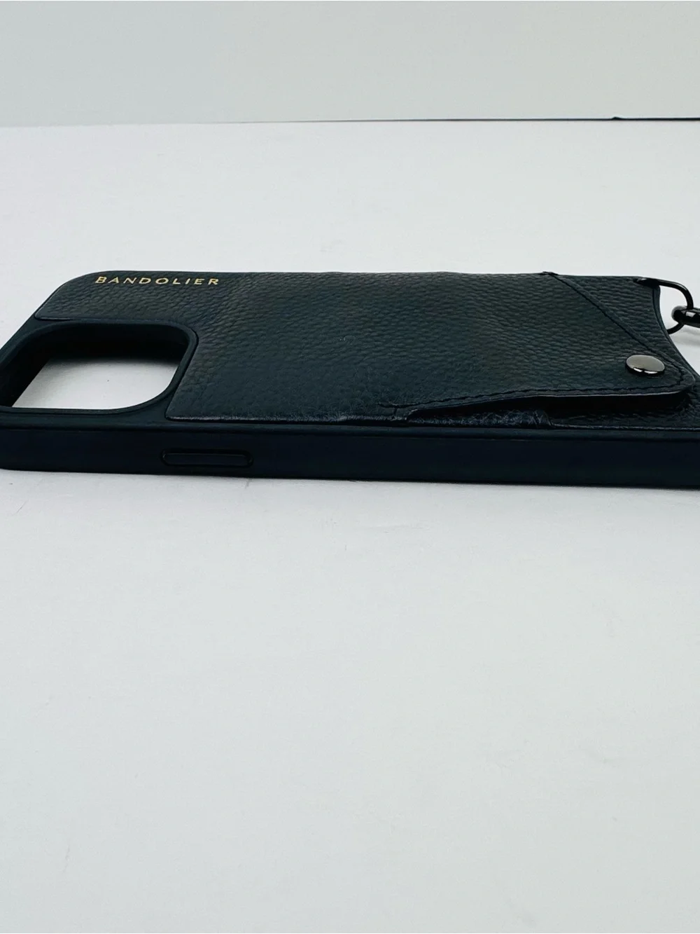 Bandolier Black Leather Crossbody Phone Case with Strap